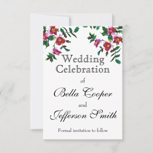 ヴィンテージピンク色マゼンタ色バラ セーブザデート (正面)