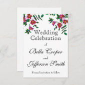 ヴィンテージピンク色マゼンタ色バラ セーブザデート (正面/裏面)