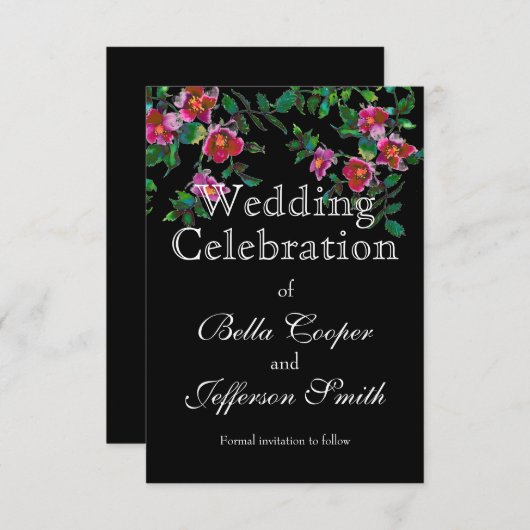 ヴィンテージピンク色マゼンタ色バラ セーブザデート (正面/裏面)