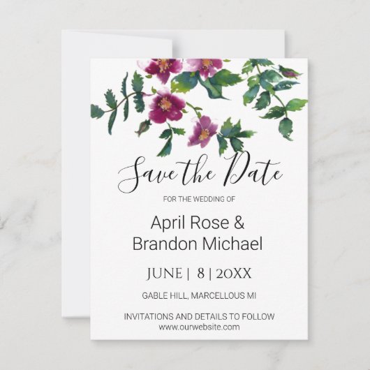 ヴィンテージピンク色マゼンタ色バラ セーブザデート (正面)