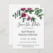 ヴィンテージピンク色マゼンタ色バラ セーブザデート (正面/裏面)