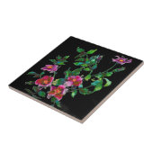 ヴィンテージピンク色マゼンタ色バラ タイル (側面)