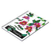 ヴィンテージピンク色マゼンタ色バラ ノートブック (左側)