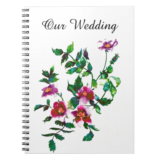 ヴィンテージピンク色マゼンタ色バラ ノートブック (正面)