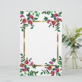 ヴィンテージピンク色マゼンタ色バラ 便箋 (スタンド正面)