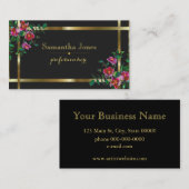 ヴィンテージピンク色マゼンタ色バラ 名刺 (正面/裏面)