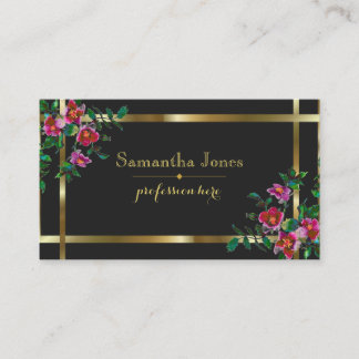 ヴィンテージピンク色マゼンタ色バラ 名刺