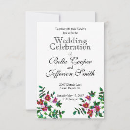 ヴィンテージピンク色マゼンタ色バラ 招待状