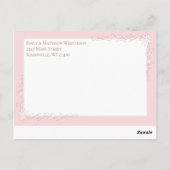 ヴィンテージピンク色誕生発表女の葉書 ポストカード (裏面)