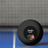 ヴィンテージピンク花名前をカスタムするブラック 卓球ボール (ネット)