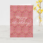 ヴィンテージピンク花柄誕生日カード カード (黄色い花)