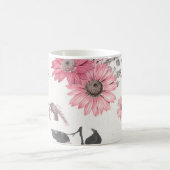 ヴィンテージピンク花模様 コーヒーマグカップ (中央)