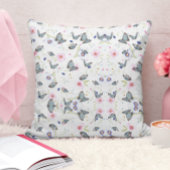 ヴィンテージピンク花青蝶の花柄 クッション