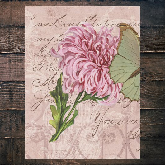 ヴィンテージピンク菊ルナモスエフェメラ 薄葉紙