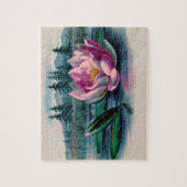 ヴィンテージピンク蓮 ジグソーパズル (縦)