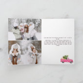 ヴィンテージピンク赤トラックのクリスマスツリーのピンクの写真 シーズンカード (内部)