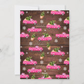 ヴィンテージピンク赤トラックのクリスマスツリーメリーウッド シーズンカード (裏面)