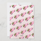 ヴィンテージピンク赤トラックのクリスマスツリーメリー シーズンカード (裏面)