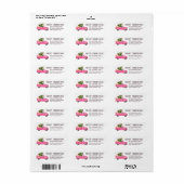 ヴィンテージピンク赤トラックのクリスマスツリー白メリー ラベル (フルシート)