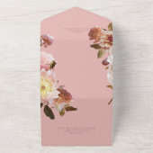 ヴィンテージピンク赤面バラディナー オールインワン招待状 (外側)