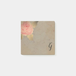 ヴィンテージピンク赤面バラモノグラムノート ポストイット