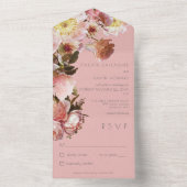 ヴィンテージピンク赤面バラNo Dinner オールインワン招待状 (内側)