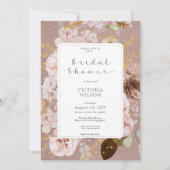 ヴィンテージピンク赤面フローラブライダルシャワー 招待状 (正面)