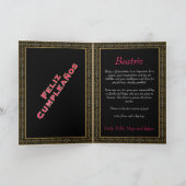 ヴィンテージピンク金ゴールドお誕生日ケーキキンセアニェラ カード (内部)