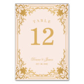 ヴィンテージピンク金ゴールドアンティークエレガ華美ントウェディング テーブルナンバー (裏面)
