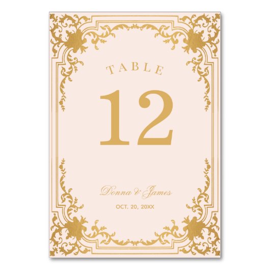 ヴィンテージピンク金ゴールドアンティークエレガ華美ントウェディング テーブルナンバー (裏面)