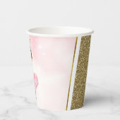 ヴィンテージピンク金ゴールドタンプリンセスベビーシャワー紙C 紙コップ (裏面)