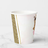 ヴィンテージピンク金ゴールドタンプリンセスベビーシャワー紙C 紙コップ (正面)