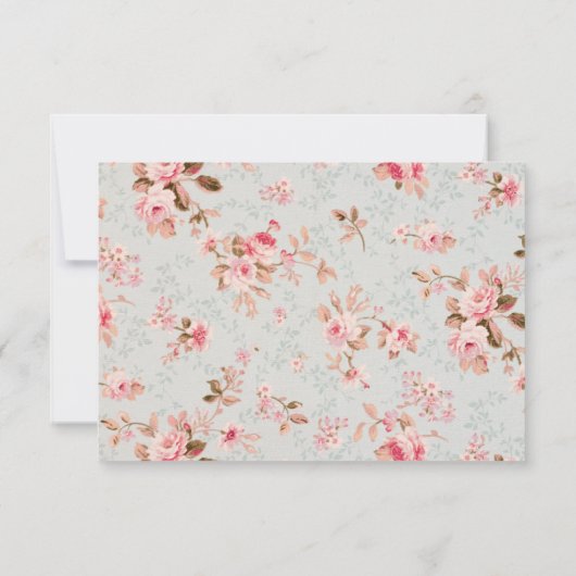 ヴィンテージピンク金ゴールドフローラガーデン結婚パーティー 出欠カード (裏面)