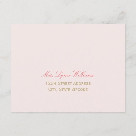 ヴィンテージピンク金ゴールドフローラガーデン結婚パーティー 出欠カード (裏面)