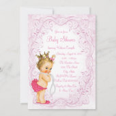 ヴィンテージピンク金ゴールドプリンセスパールベビーガールシャワー 招待状 (裏面)