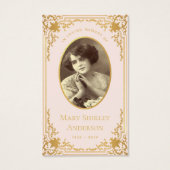 ヴィンテージピンク金ゴールド葬儀記念祈りの言葉カード (正面)