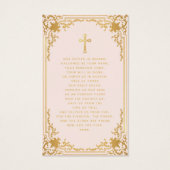 ヴィンテージピンク金ゴールド葬儀記念祈りの言葉カード (裏面)