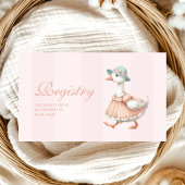 ヴィンテージピンク間抜けガチョウ赤ちゃんシャワー登録 エンクロージャーカード