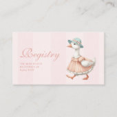 ヴィンテージピンク間抜けガチョウ赤ちゃんシャワー登録 エンクロージャーカード (正面)