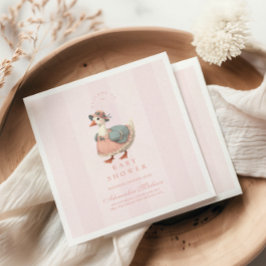 ヴィンテージピンク間抜けグースベイビーシャワー スタンダードカクテルナプキン