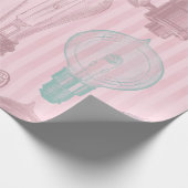 ヴィンテージピンク電球レトロ好き電気技師 ラッピングペーパー (角)