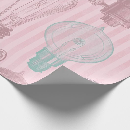 ヴィンテージピンク電球レトロ好き電気技師 ラッピングペーパー (角)