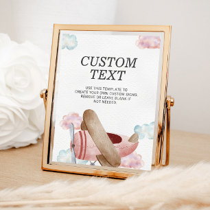 ヴィンテージピンク飛行機の誕生日パーティーカスタムサイン ポスター