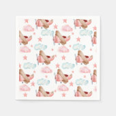 ヴィンテージピンク飛行機パイロット誕生日パーティー スタンダードカクテルナプキン (正面)