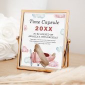 ヴィンテージピンク飛行機1回目の誕生日タイムカプセル ポスター