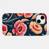 ヴィンテージピンク、オレンジ、赤の花柄 Case-Mate iPhoneケース (裏面 (横))