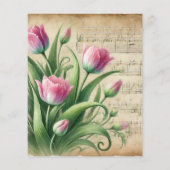 ヴィンテージピンク&グリーンチューリップシートミュージックスクラップブック (裏面)