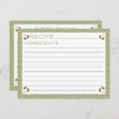 ヴィンテージピンク&グリーンパターンレシピカード シーズンポストカード (正面/裏面)