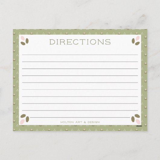 ヴィンテージピンク&グリーンパターンレシピカード シーズンポストカード (裏面)