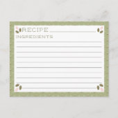 ヴィンテージピンク&グリーンパターンレシピカード シーズンポストカード (正面)